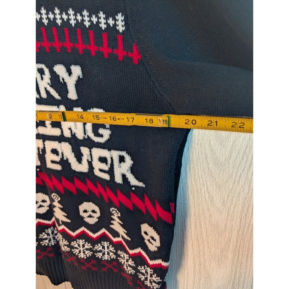 Spencers “Merry F*****g Whatever” Ugly Christmas Sweater Elbow Patches Large Men - Picture 5 of 6
